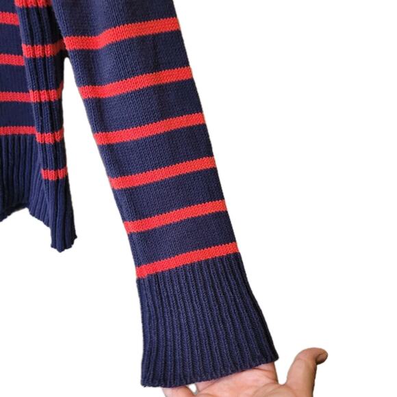 Tuckernuck Womens Blue Red Stripe Crew Neck Long Sleeve Sweater Size XS Preppy - Picture 4 of 10